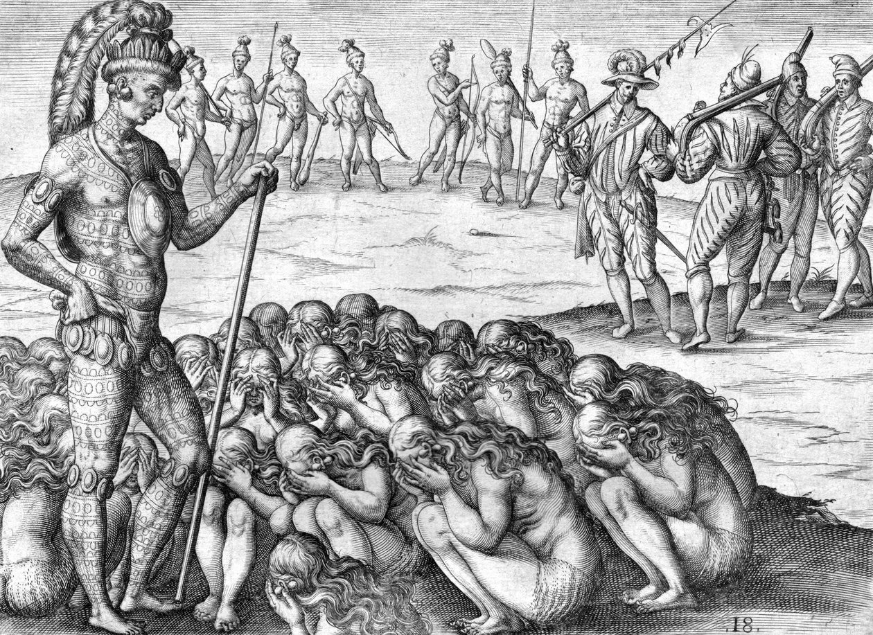 Indian Captives Saturiwa by Indians Potano by Theodor de Bry