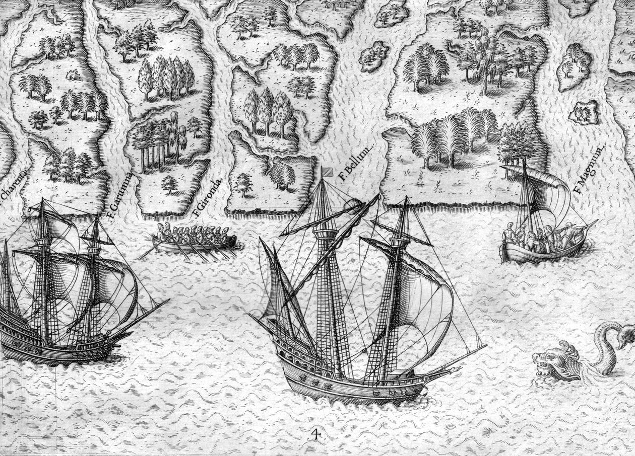 The french explores six rivers on the coast of Florida by Theodor de Bry