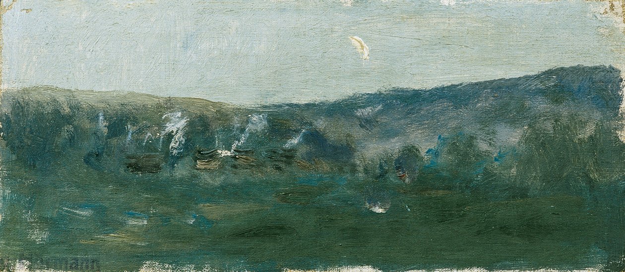 Hilly Landscape with Crescent Moon by Theodor von Hormann