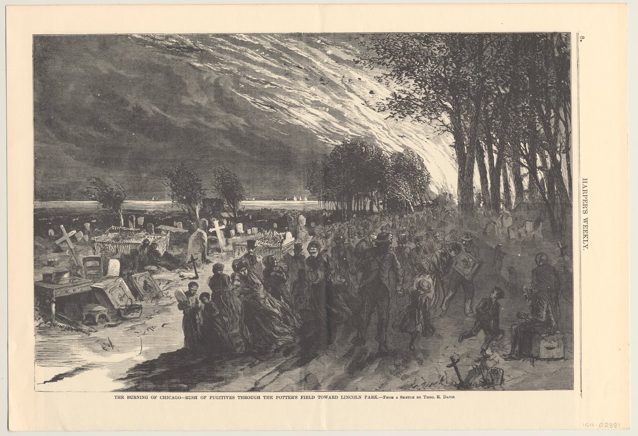 The Burning of Chicago - rush of fugitives through the potter