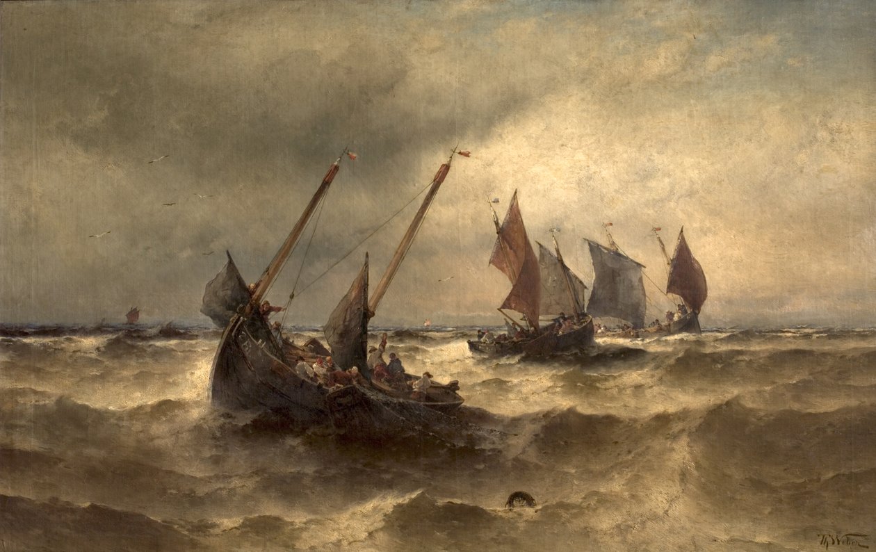 Fishing Boats at Sea by Theodore Weber