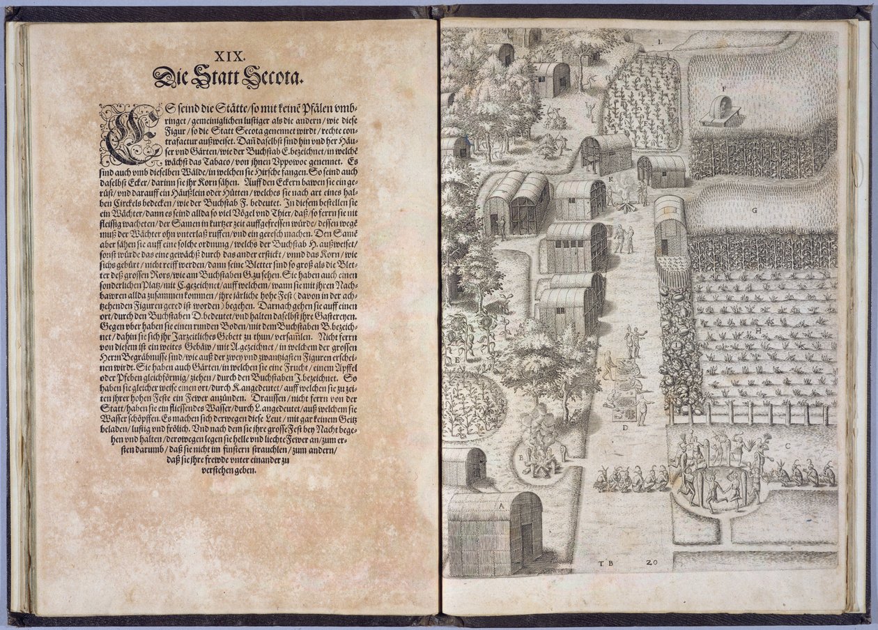 Page XIX with Secota Village, from 
