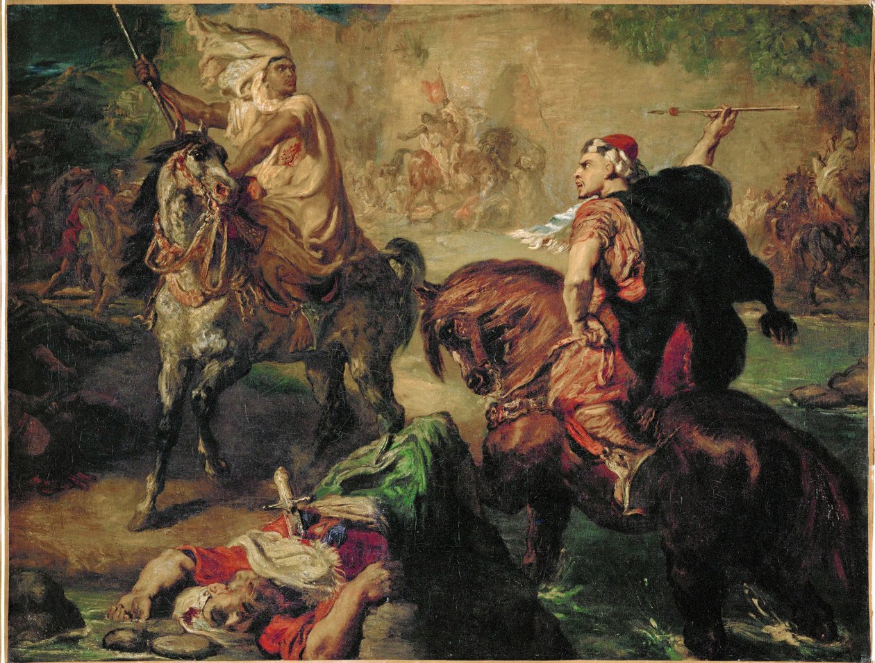 Arab Tribal Chiefs Challenging Each Other to Single Combat, Under the Ramparts of a City by Theodore Chasseriau