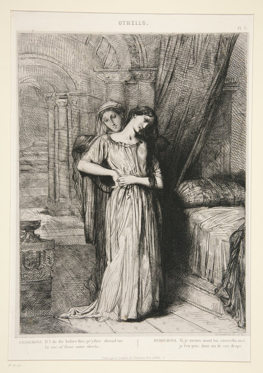 “Desdemona,” pl. 8 from Othello (Act IV, Scene III) by Théodore Chassériau