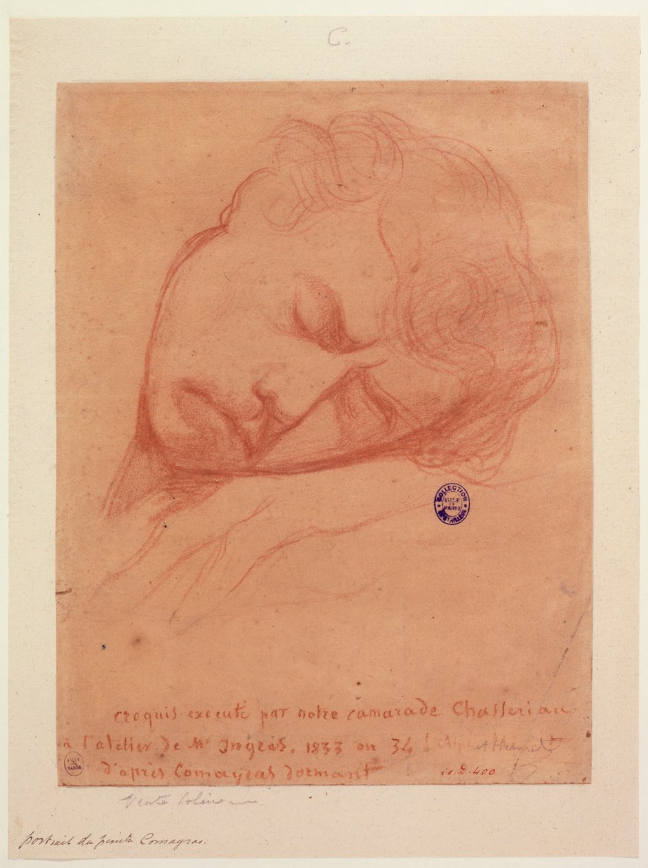 Portrait of the painter Comayras asleep by Théodore Chassériau