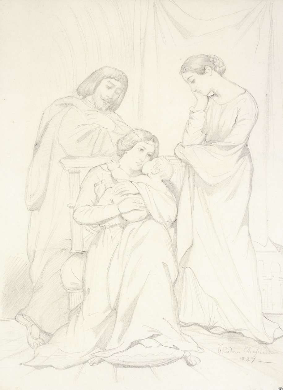 Presumed Portrait of the Comte Oscar de Ranchicourt and his Family in Troubadour Costumes by Théodore Chassériau