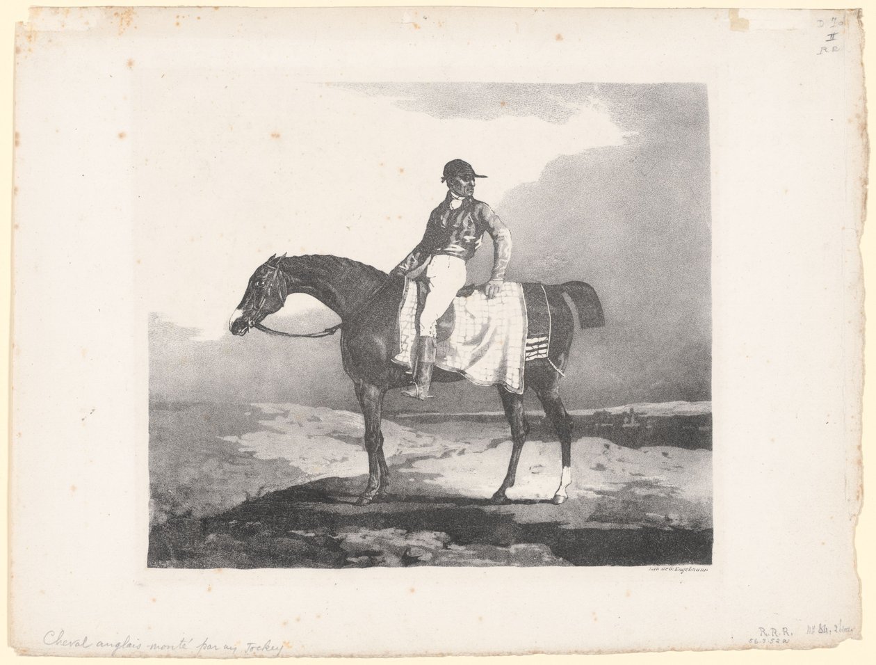 English Horse Mounted by a Jockey by Theodore Gericault