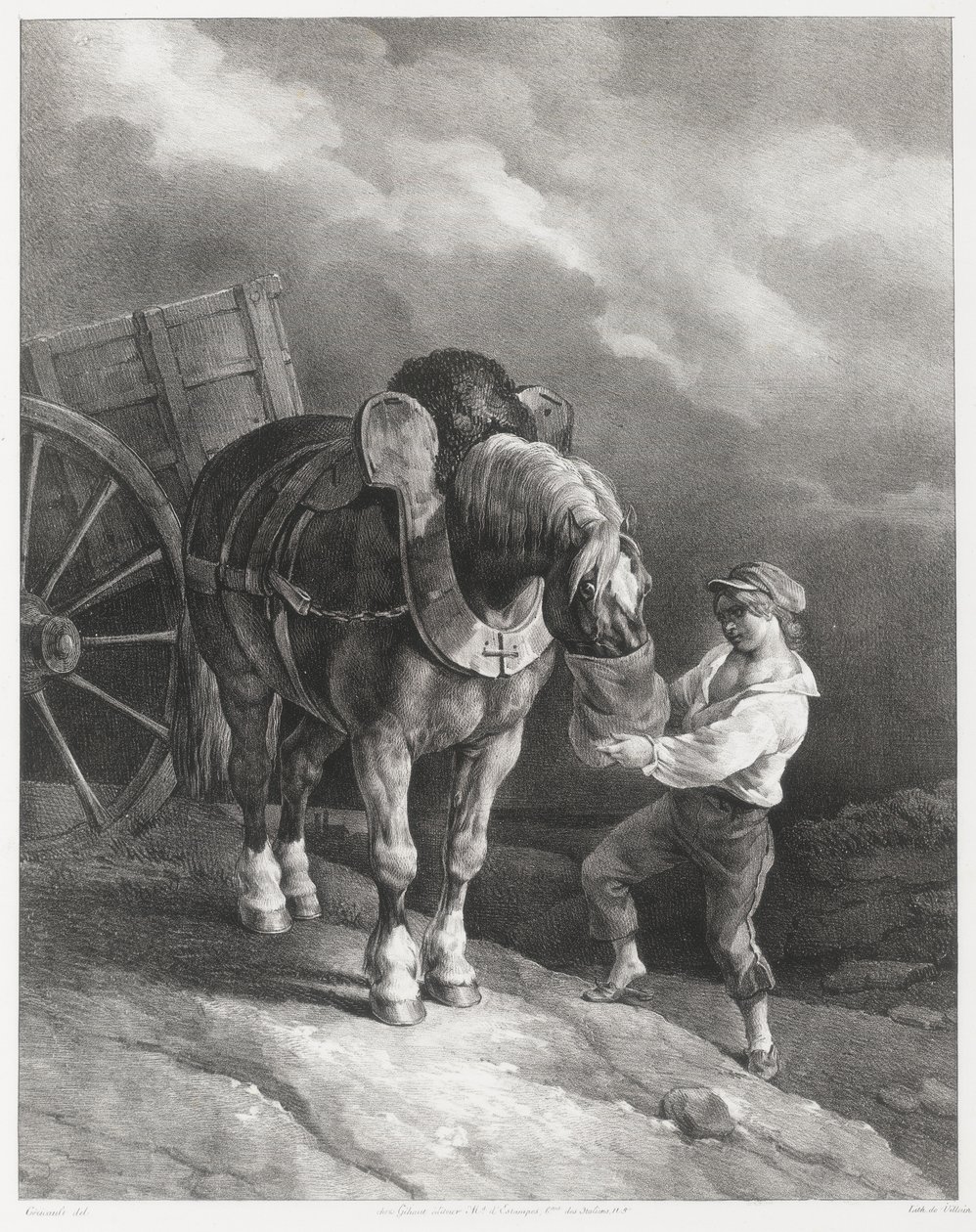 A Boy Giving Oats to a Hitched Horse by Theodore Gericault