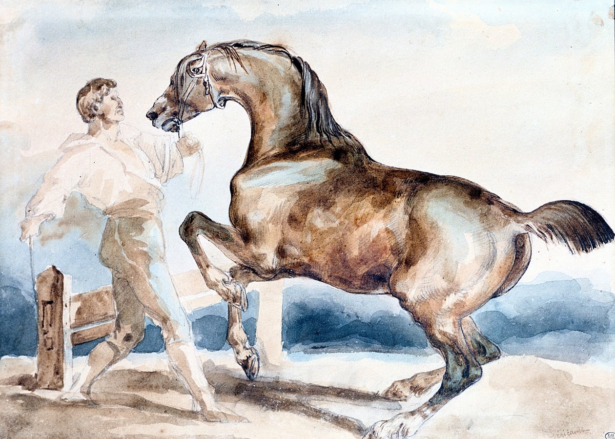 Man training (breaking) a horse by Theodore Gericault