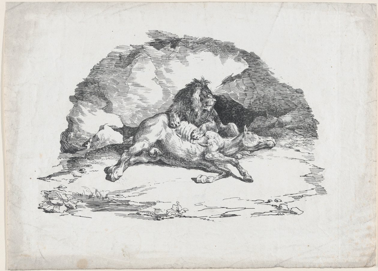 Lion Devouring a Horse by Theodore Gericault