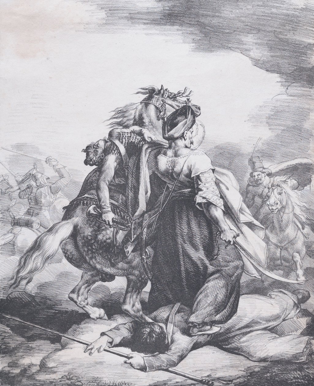Mameluck Defending a Wounded Trumpeter by Theodore Gericault