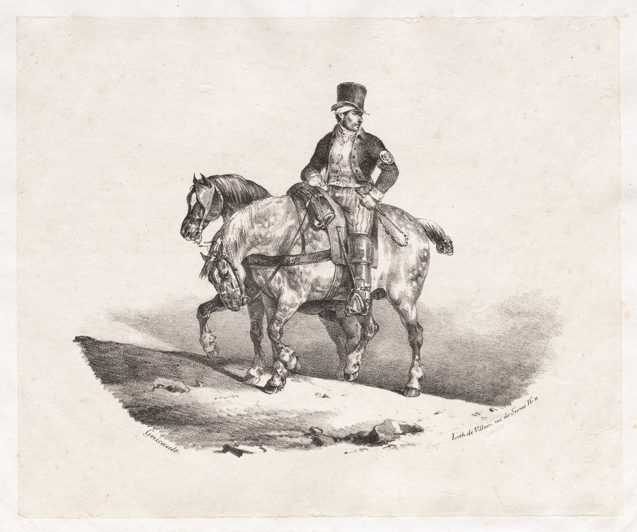 Postman or Two Harnessed Horses by Theodore Gericault