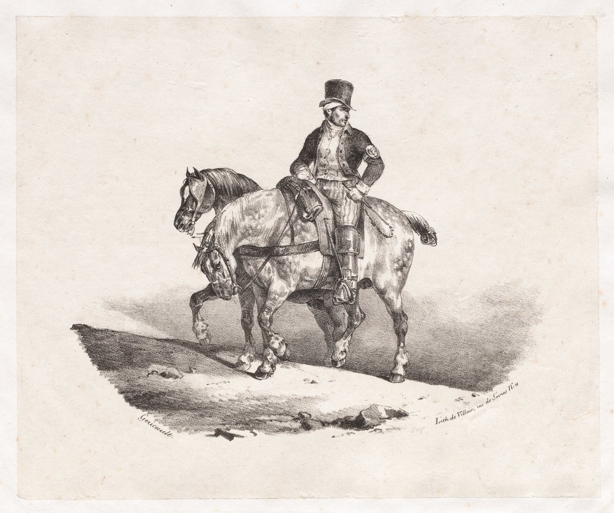 Postman or Two Harnessed Horses, 1823 by Theodore Gericault