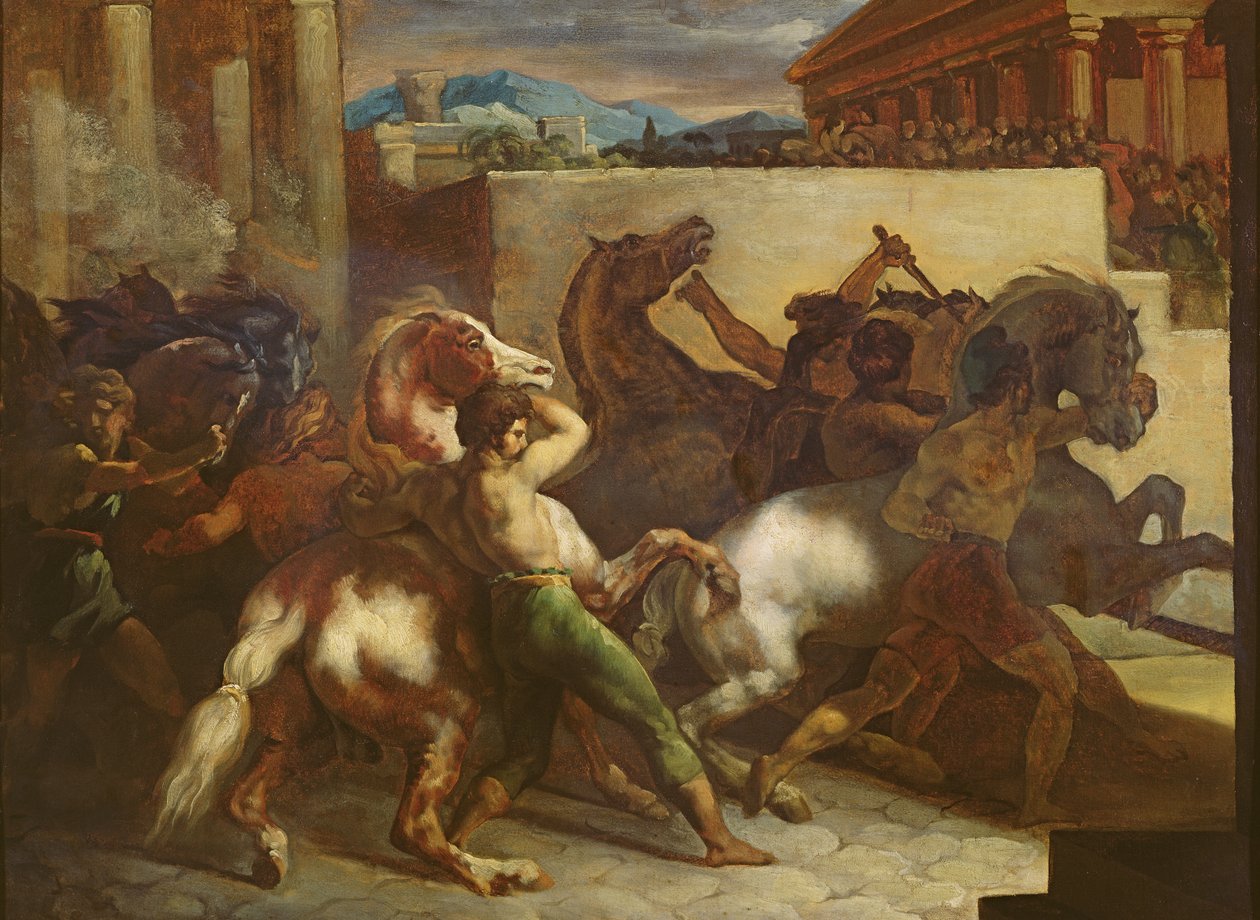 The Wild Horse Race at Rome by Theodore Gericault