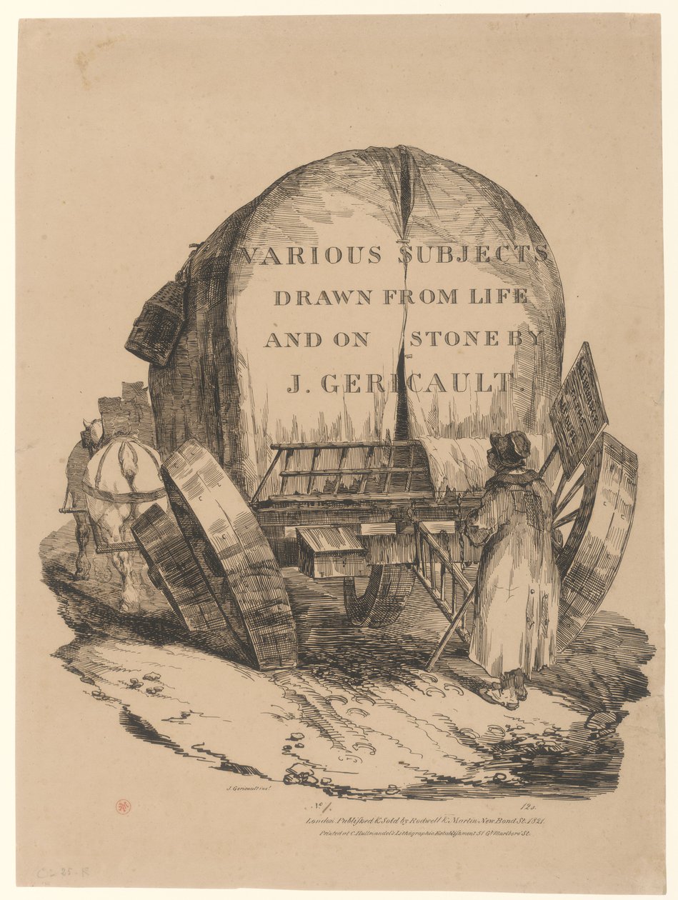 A Hitched Wagon or A Horse-Drawn Cart (Title Page of the English Series) by Theodore Gericault