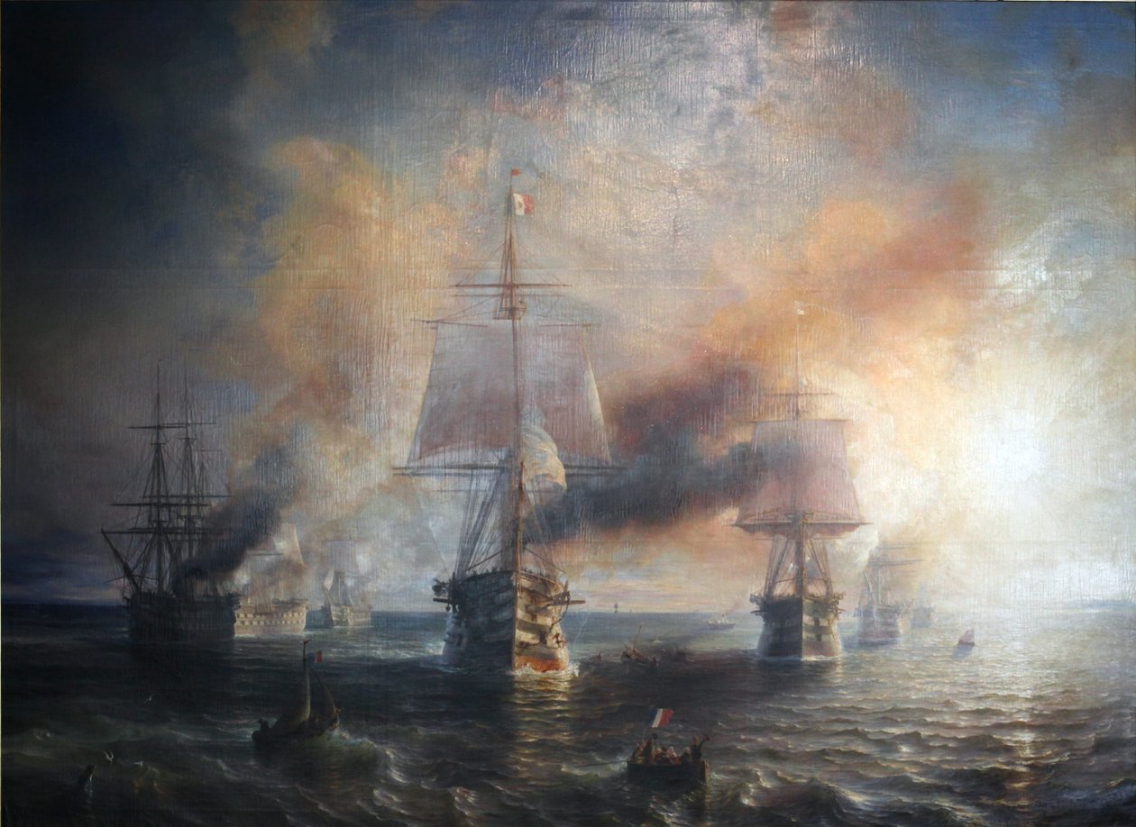 The French Fleet Sailing from Cherbourg to Brest, 1858 by Theodore Gudin