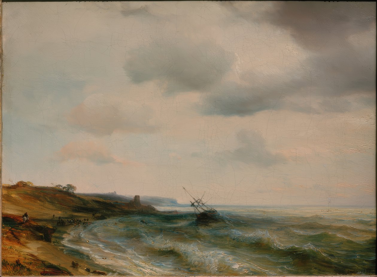 Seacoast with Stranded Ship by Theodore Gudin