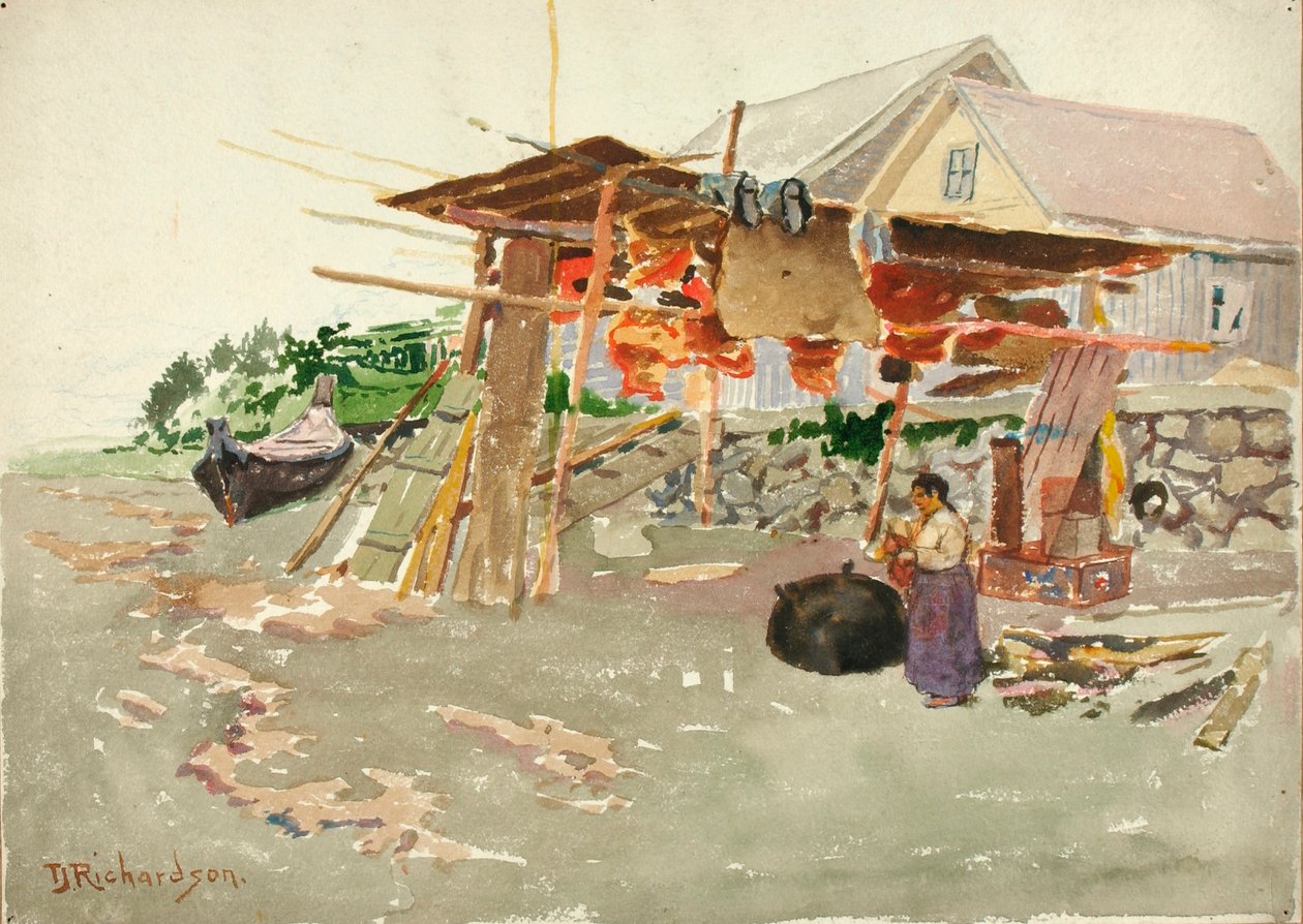 Salmon Drying, Indian Village, Alaska by Theodore J. Richardson