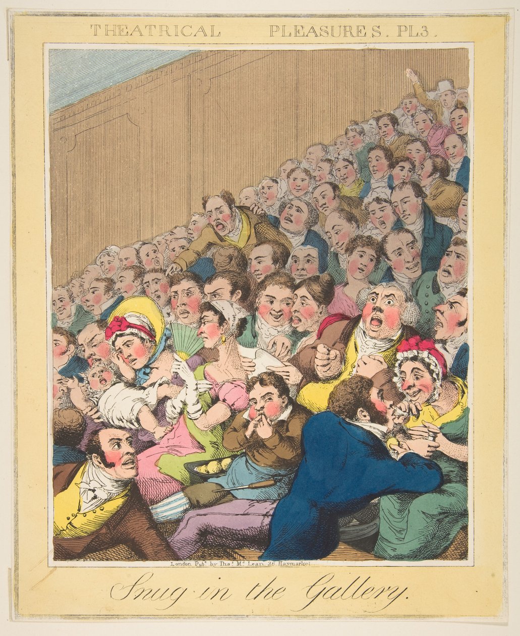 Theatrical Pleasures, Snug in the Gallery, Plate 3, ca. 1835 by Theodore Lane