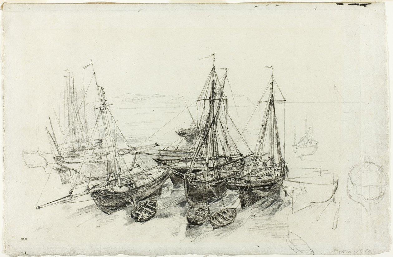 Fishing Boats at Granville by Theodore Rousseau