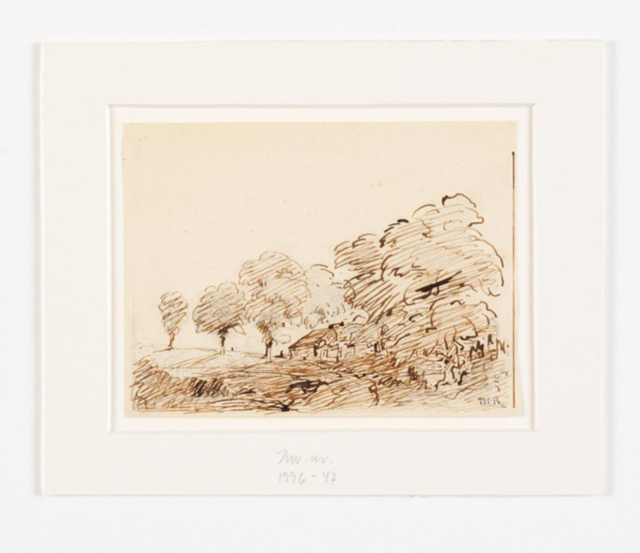 Landscape with Cottage under Tall Trees by Theodore Rousseau
