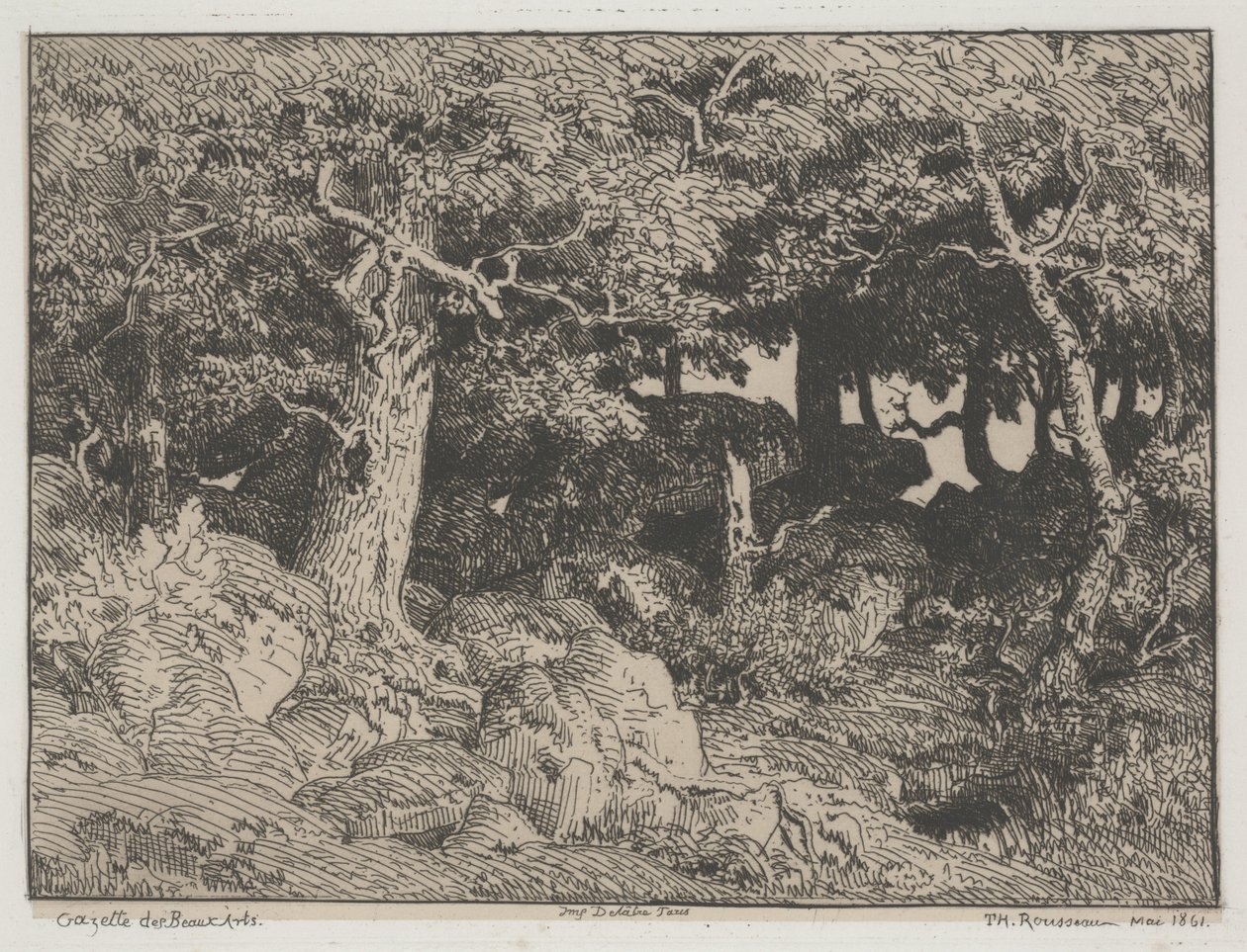 Oak Trees and Rocks by Pierre Etienne Theodore Rousseau
