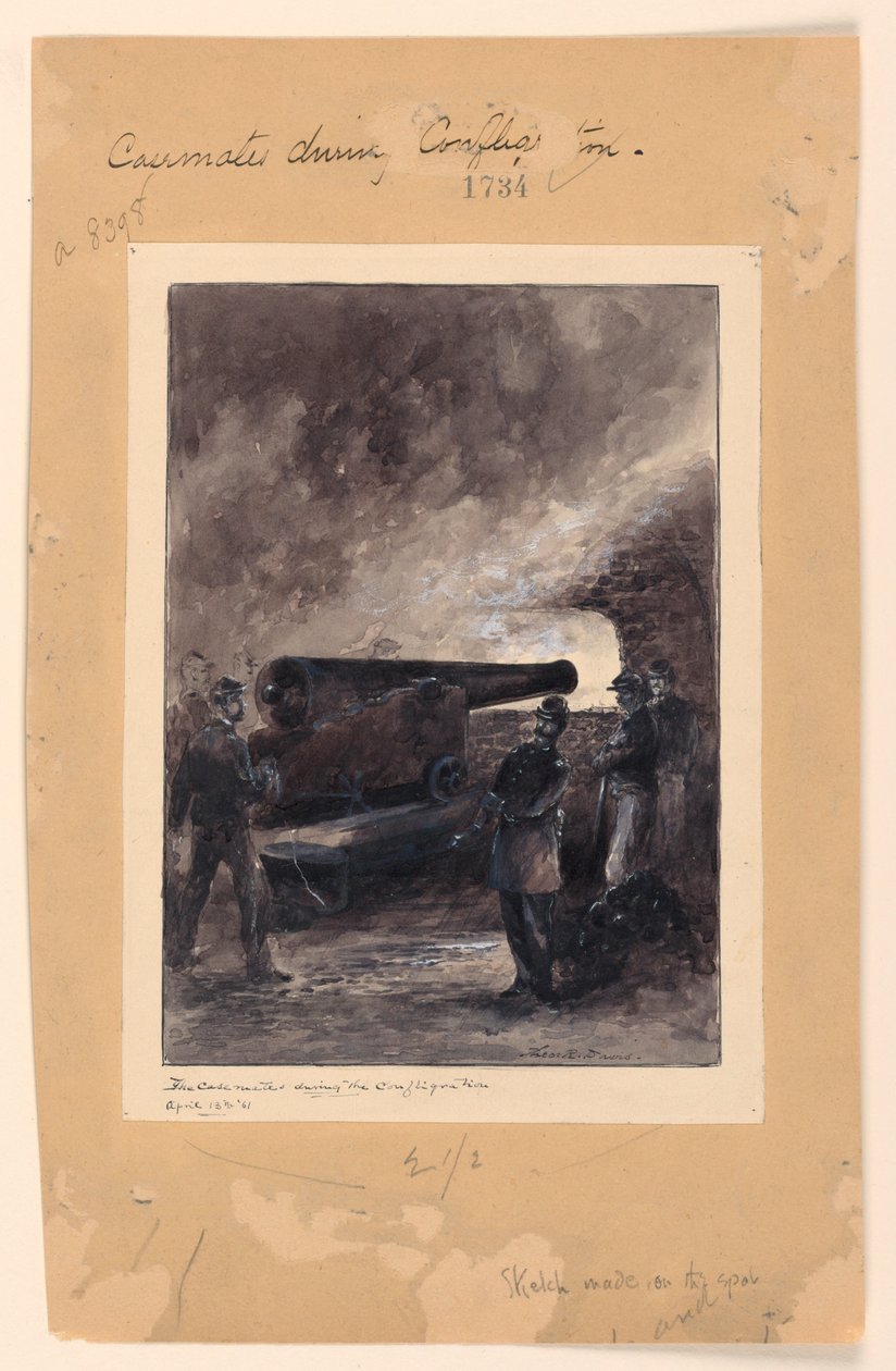 A Casemate Gun During the Conflagration by Theodore Russell Davis