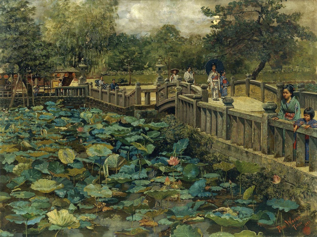 Lotus Pond, Shiba, Tokyo by Theodore Wores