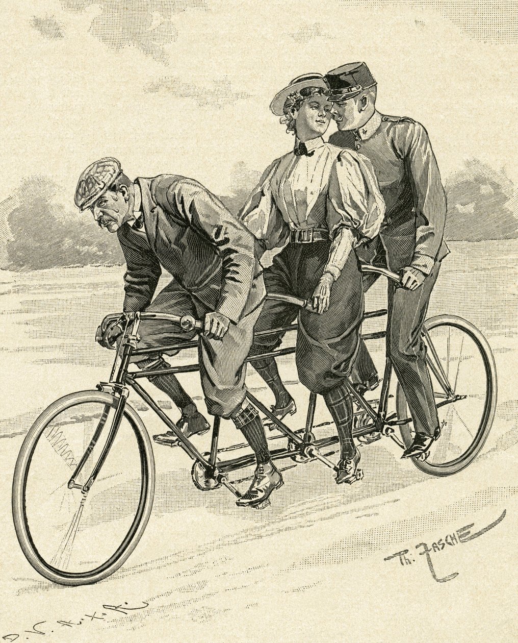 Bicycle for Three Persons Called Tandem Bicycle