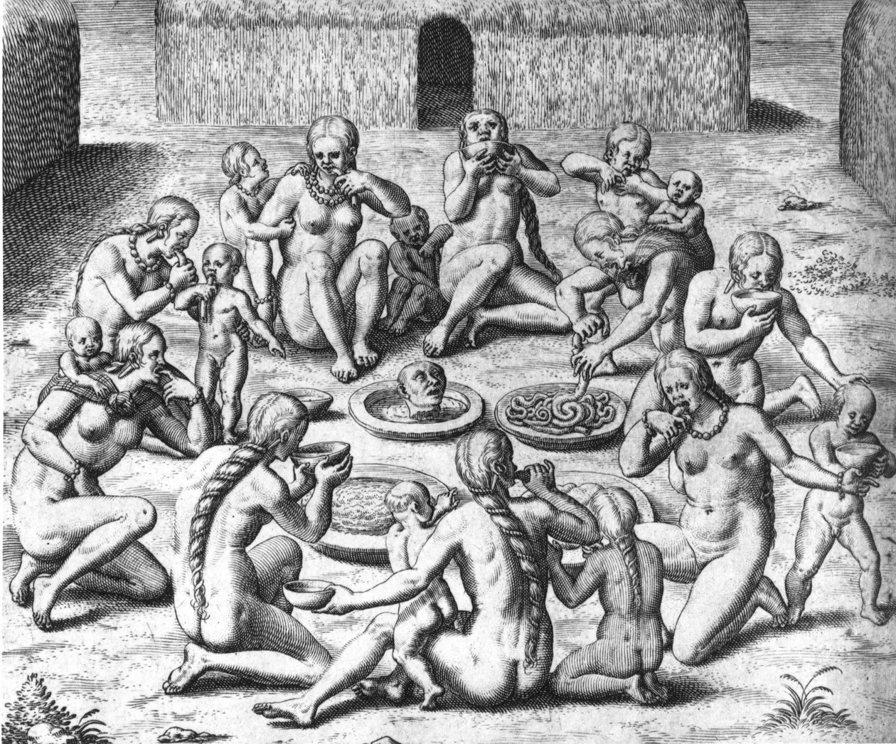 Anthropophage Meals: Cannibals of South America - in “Admirante Narratio Americae”, by Théodore de Bry by Theodore de Bry