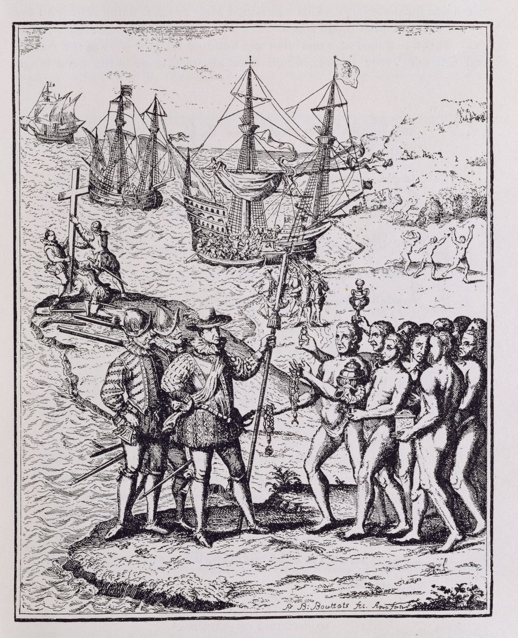 Columbus at Hispaniola by Theodore de Bry