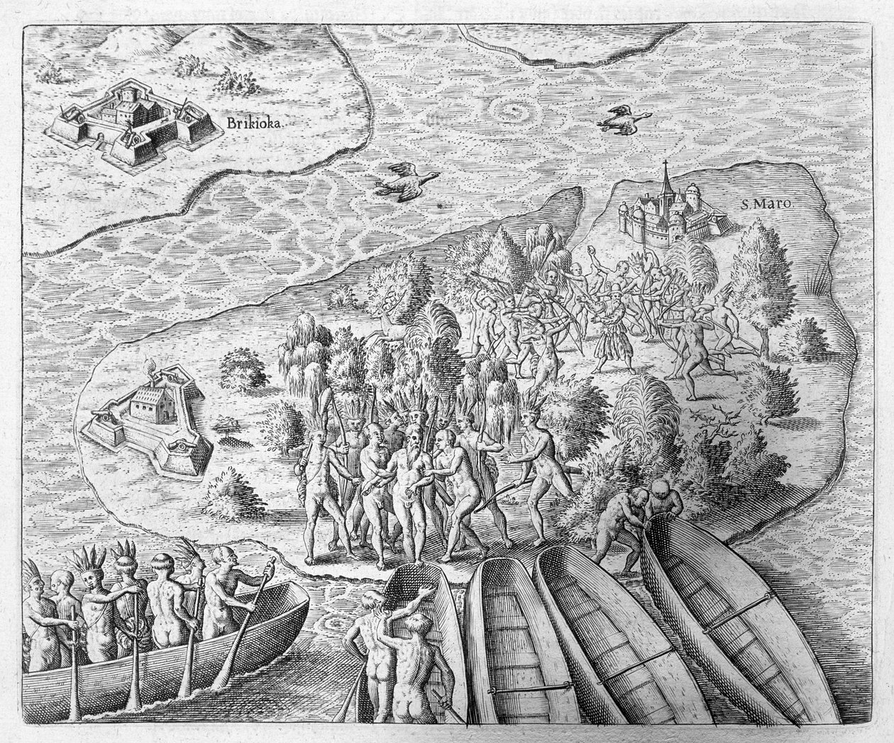 Hans Staden Captured by Tupinamba Indians during His Voyage to Brazil, 1552, from 