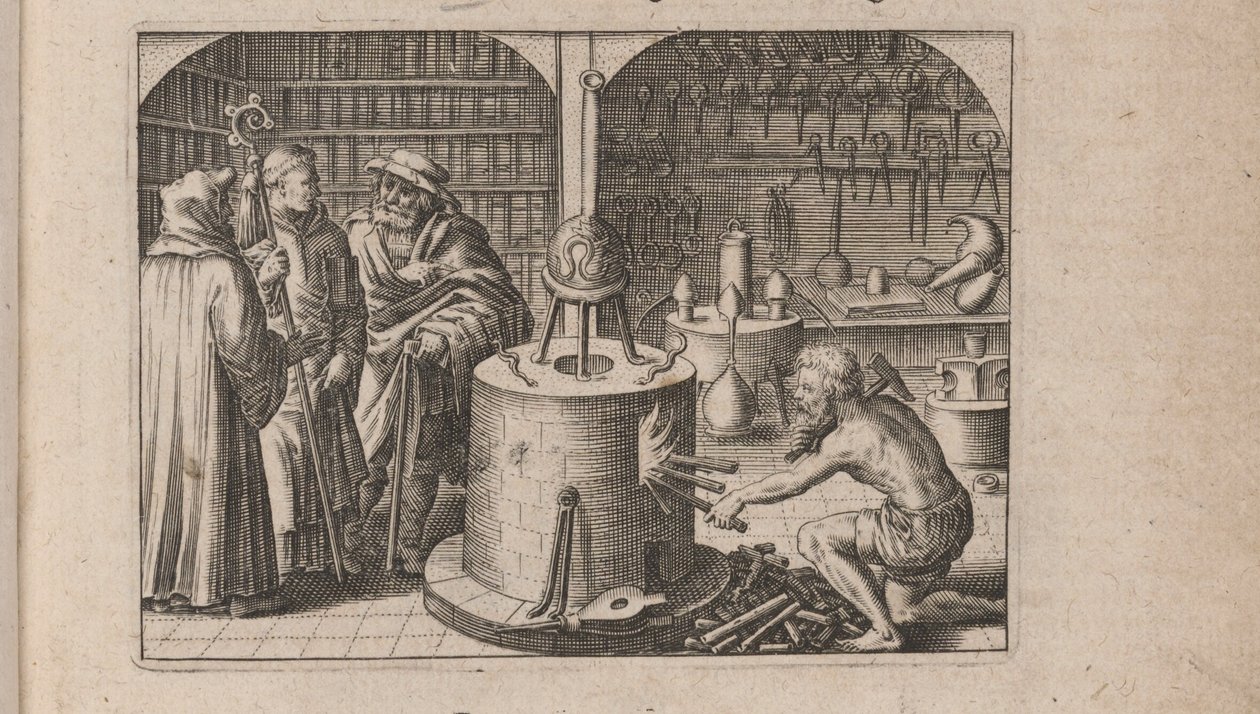 Illustration for Tripvs avrevs, hoc est, Tres tractatvs chymici selectissimi, 1618 by Theodore de Bry