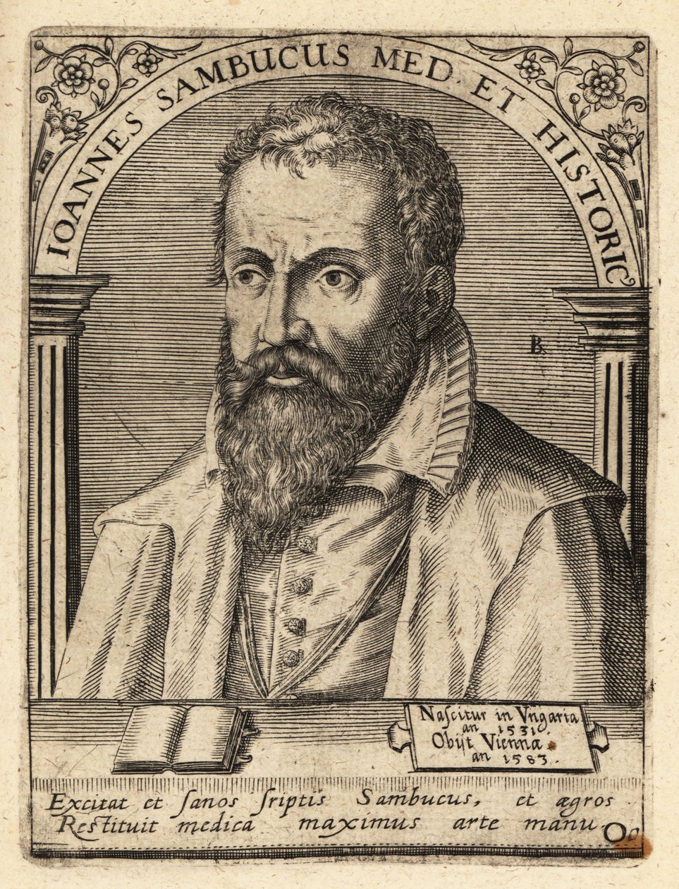 Janos Zsamboky, Hungarian humanist scholar by Theodore de Bry