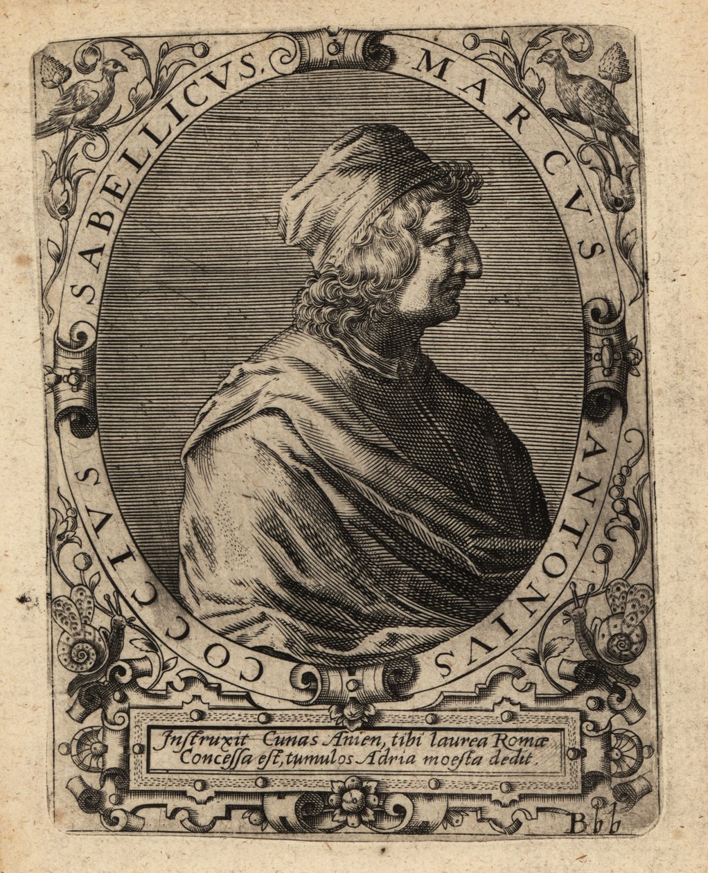 Marcus Antonius Coccius Sabellicus, Italian scholar by Theodore de Bry