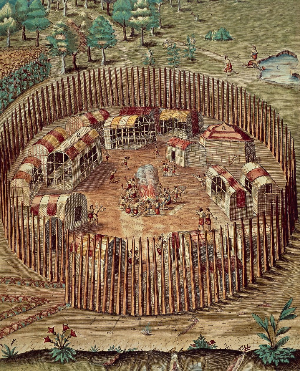 Native American Fortified Village in Virginia by Theodore de Bry