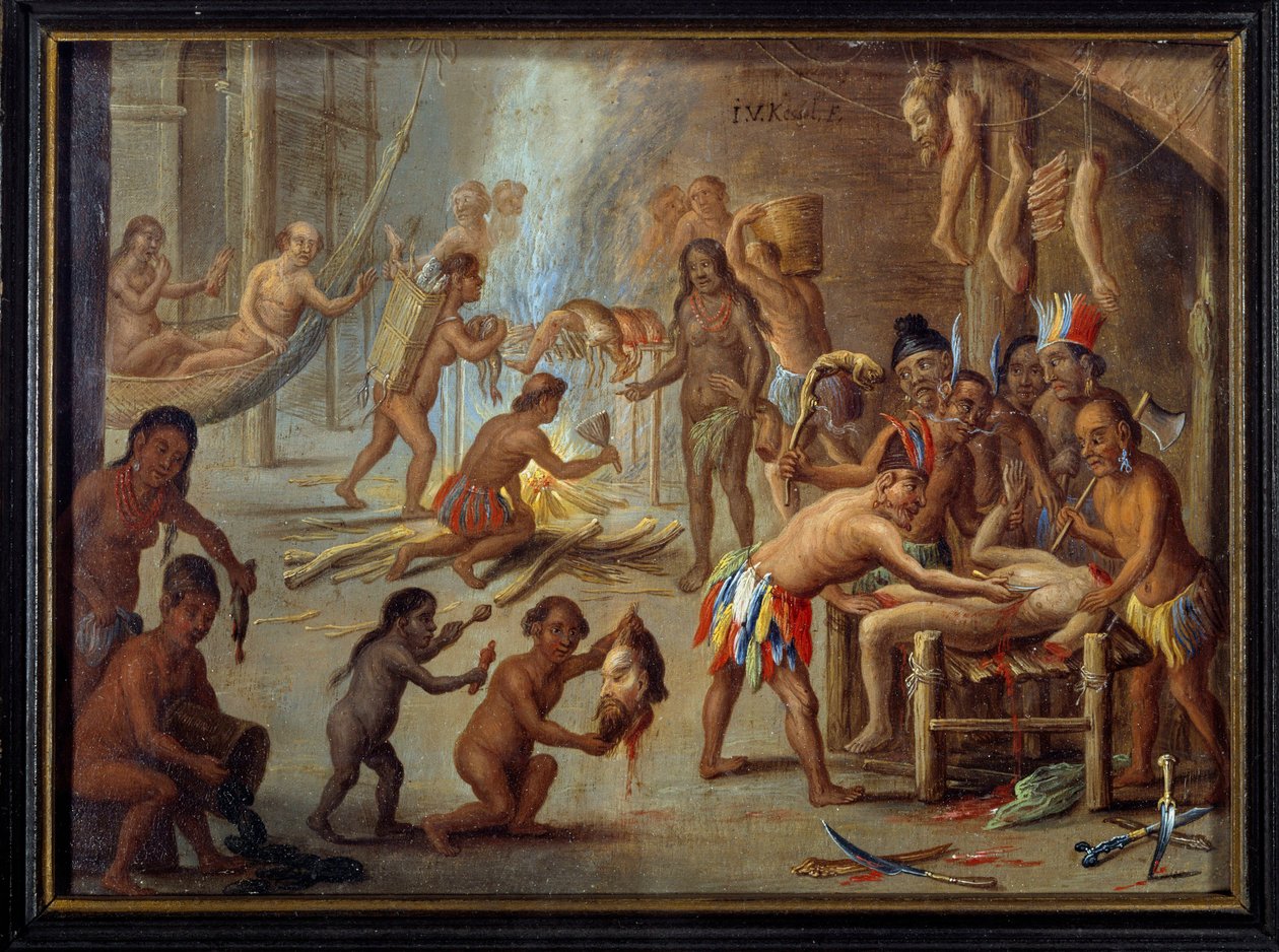 Scene of Cannibalism in Brazil in 1644 by Theodore de Bry