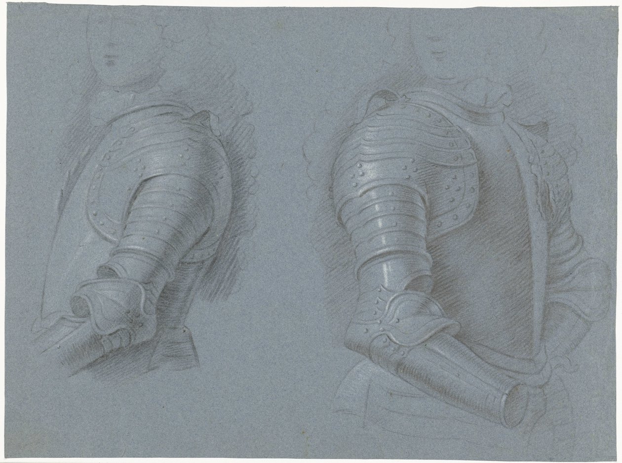 Study Sheet with the Left and Right Side of a Cuirass by Theodorus Netscher
