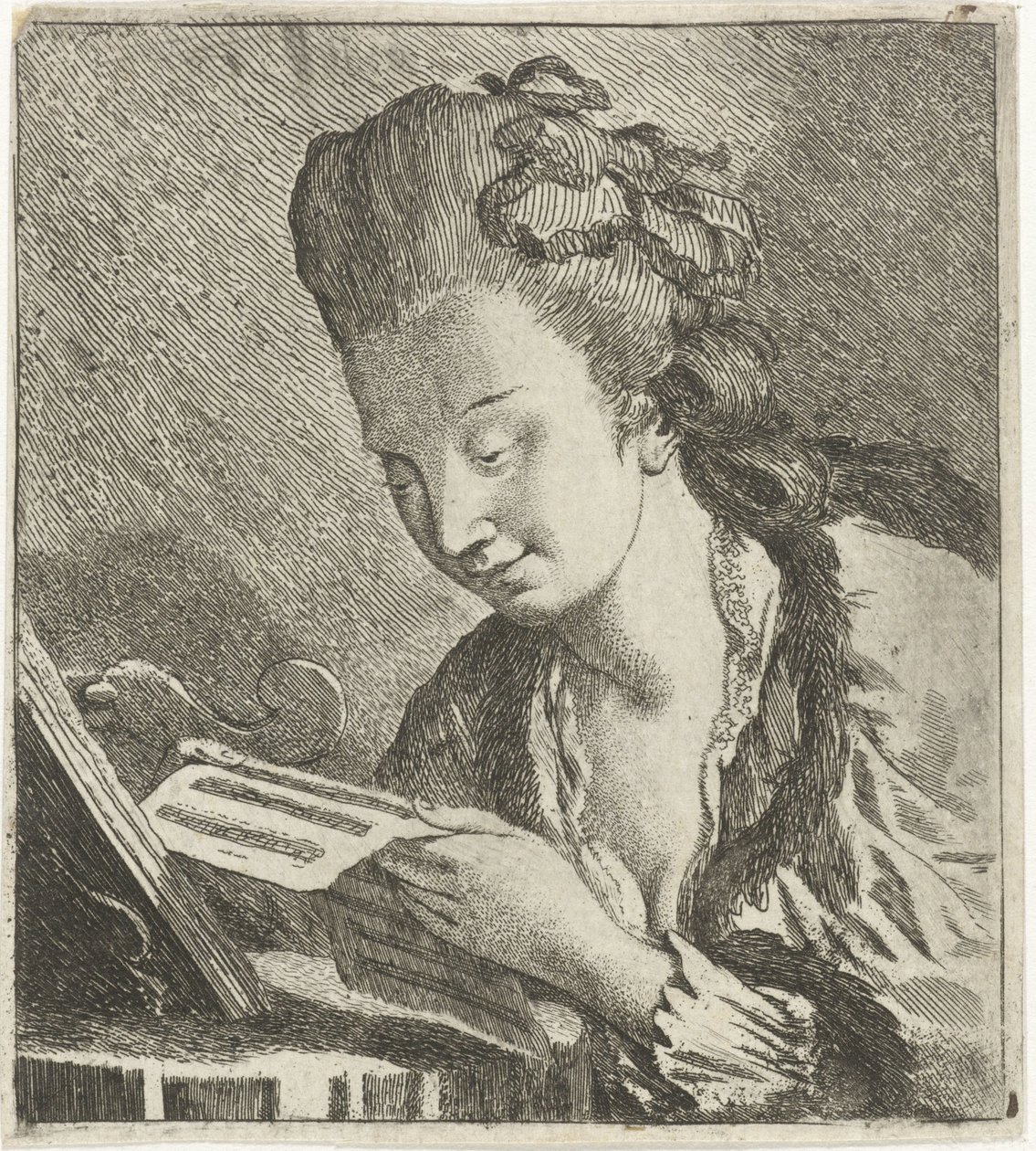Young Woman Reading Sheet Music by Theodorus de Roode