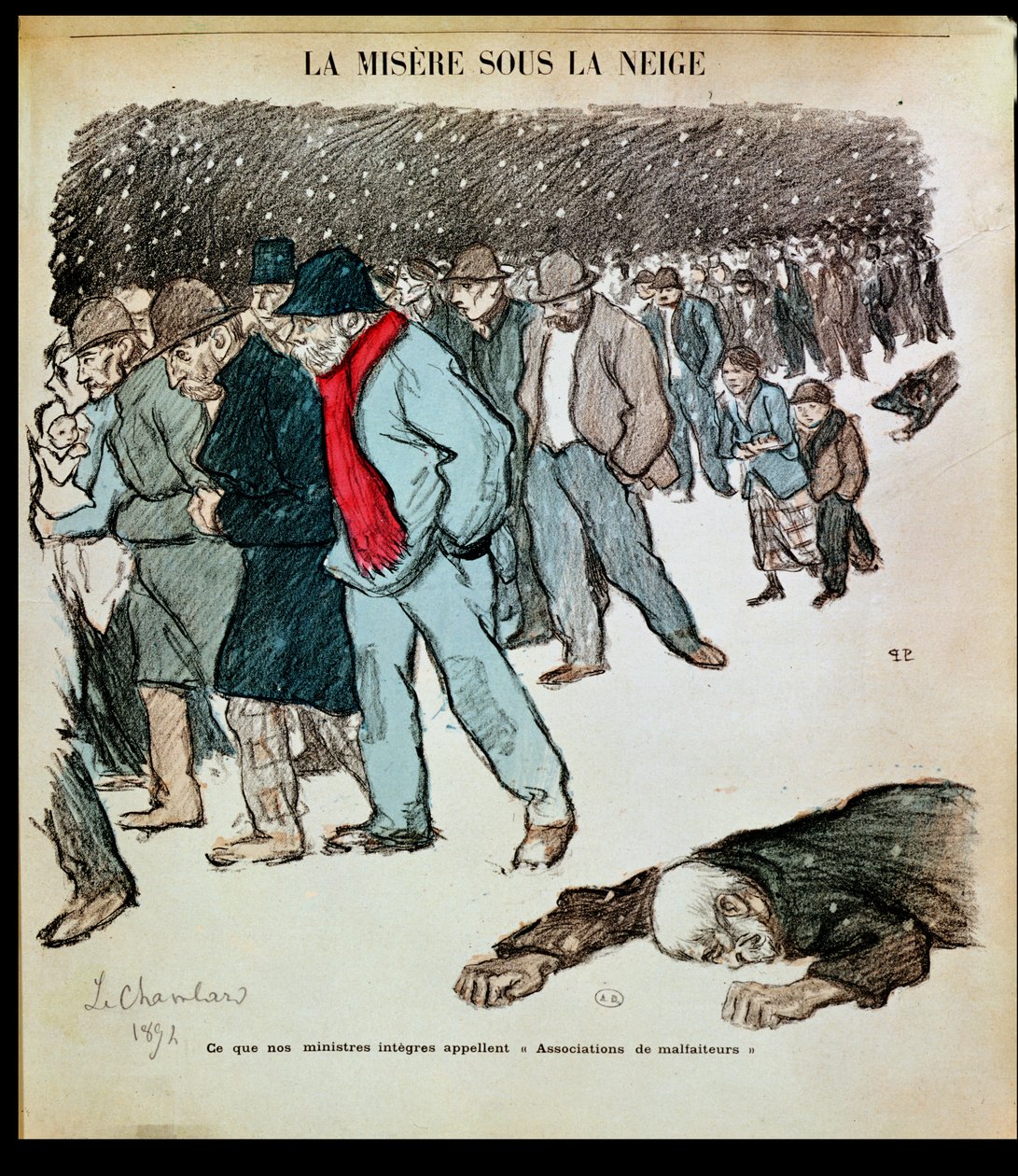 The Misery of Workers and the Unemployed in the Snow, illustration from 