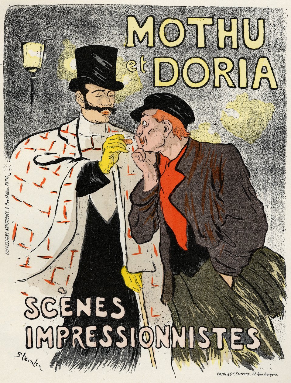 Art. Entertainment. The singers Mothu and Doria. Poster by Steinlen, France by Théophile Alexandre Steinlen