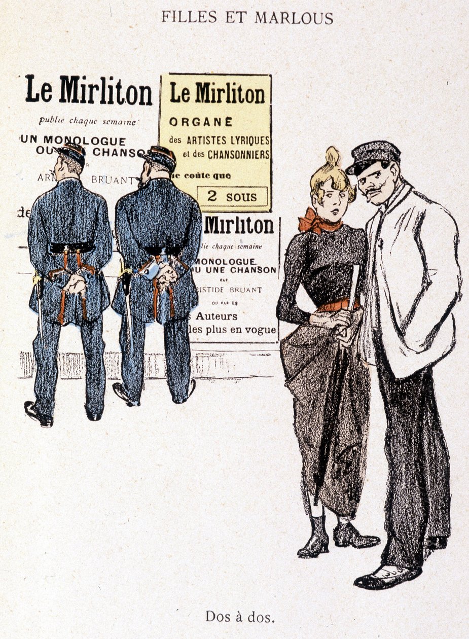 Girl and Marlou: A Pimp and a Prostitute Behind Two Police Officers - in 