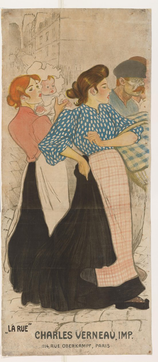 Two women and a man in the street by Théophile Alexandre Steinlen