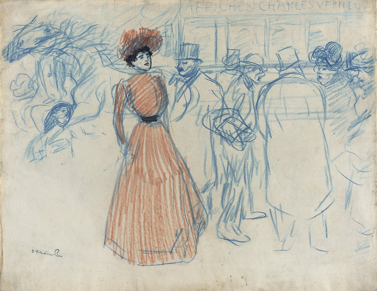 Woman at the Bus Stop by Théophile Alexandre Steinlen