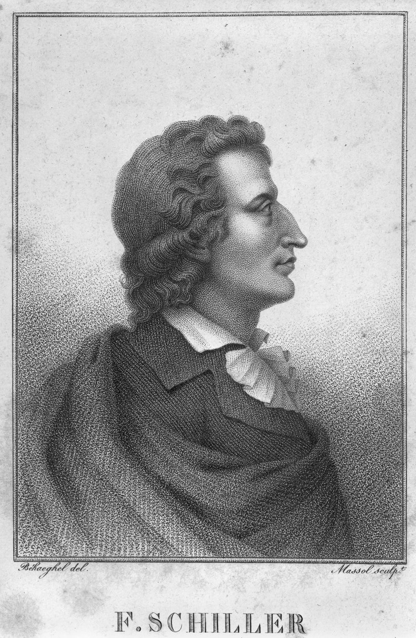Friedrich Schiller (1759-1805) engraved by Massol (engraving) by Theophile Behaeghel