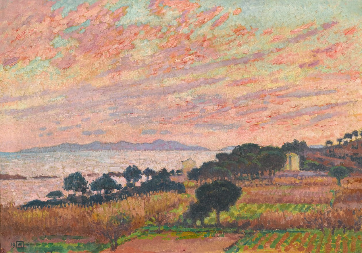 The Bay at Sunset Saint Clair, 1916 by Théo van Rysselberghe