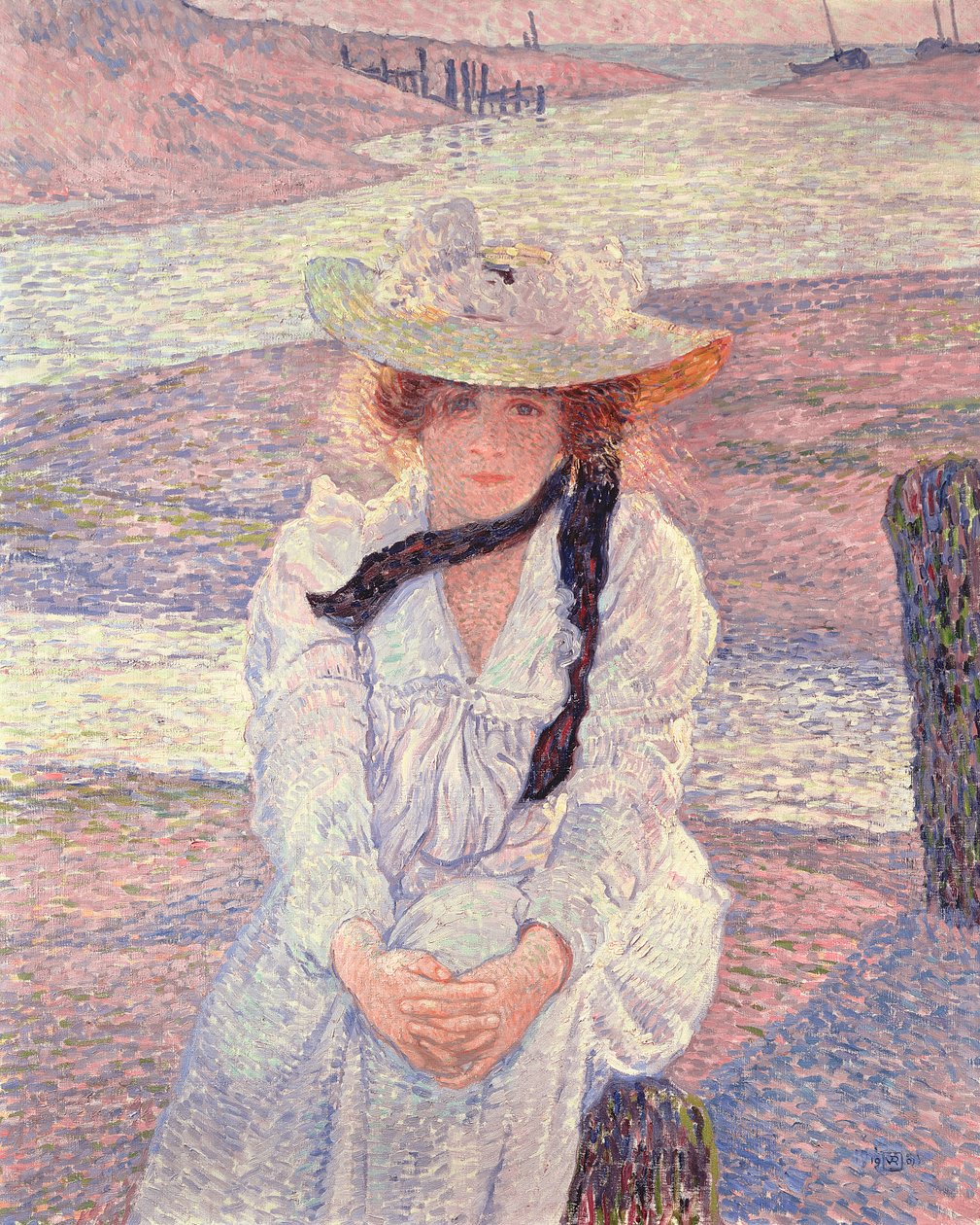 Young Woman on the Banks of the Greve River by Théo van Rysselberghe