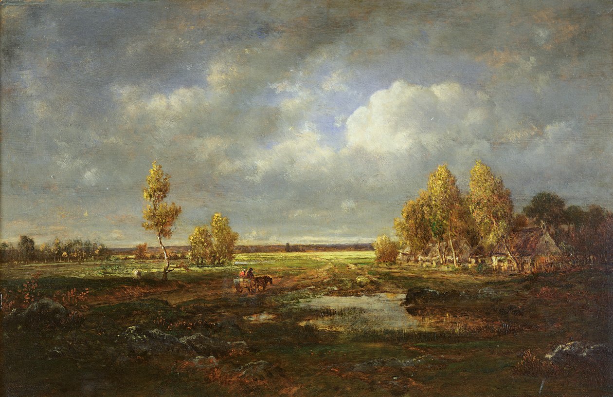The Pond near the Road, Farm in Le Berry, c.1845-48 by Pierre Etienne Theodore Rousseau