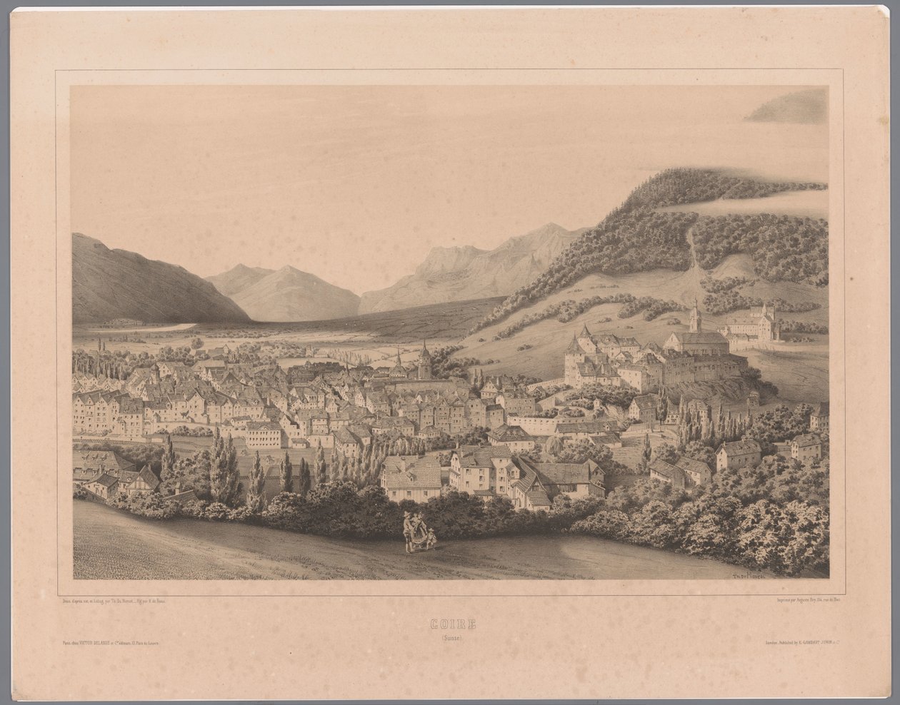 View of Chur in Graubünden from Coire (Switzerland) by Théodore Achille Louis Dumoncel