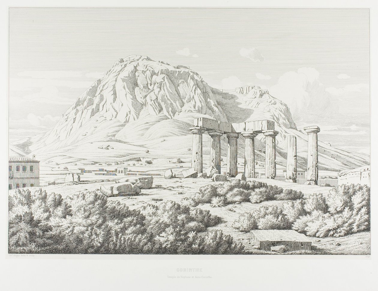 Corinth: Temple of Neptune and the Acrocorinth by Théodore Caruelle d